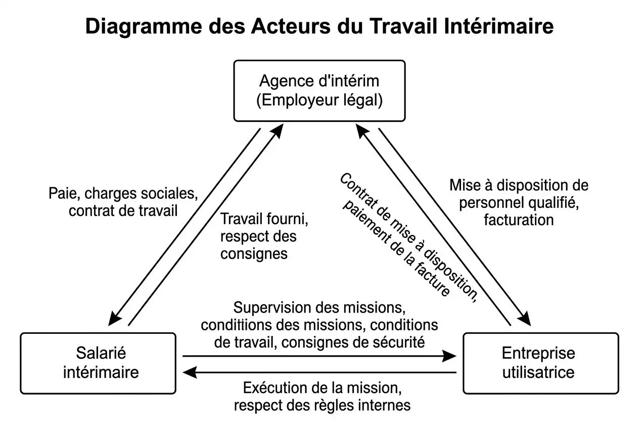 diagramme-acteurs-travail-interimaire-montrant-echanges Directive 2008 relative au travail intérimaire : guide complet
