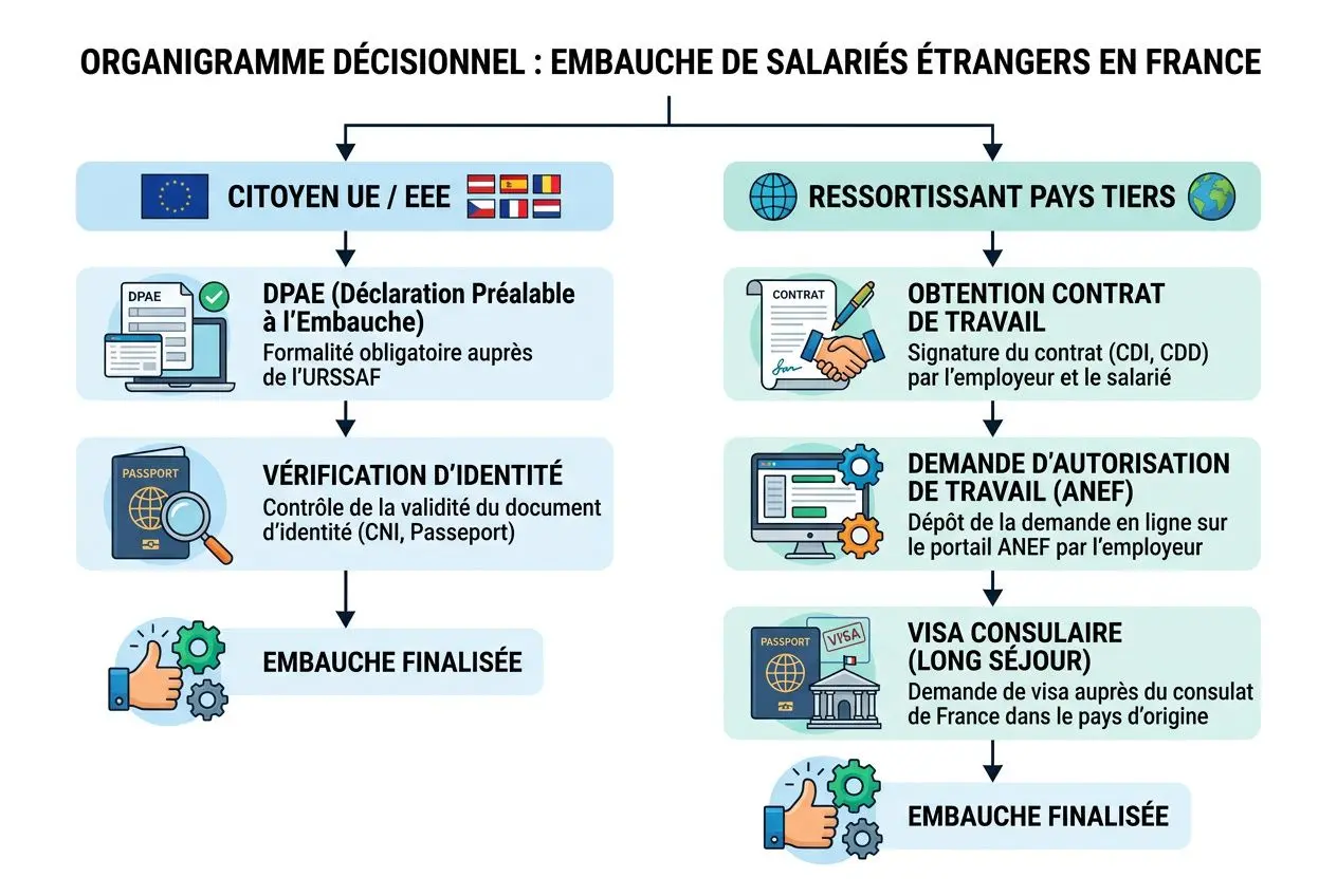 schema-dun-processus-dembauche-salaries-etrangers-france Permis de travail européen : travailler en europe dans l'UE