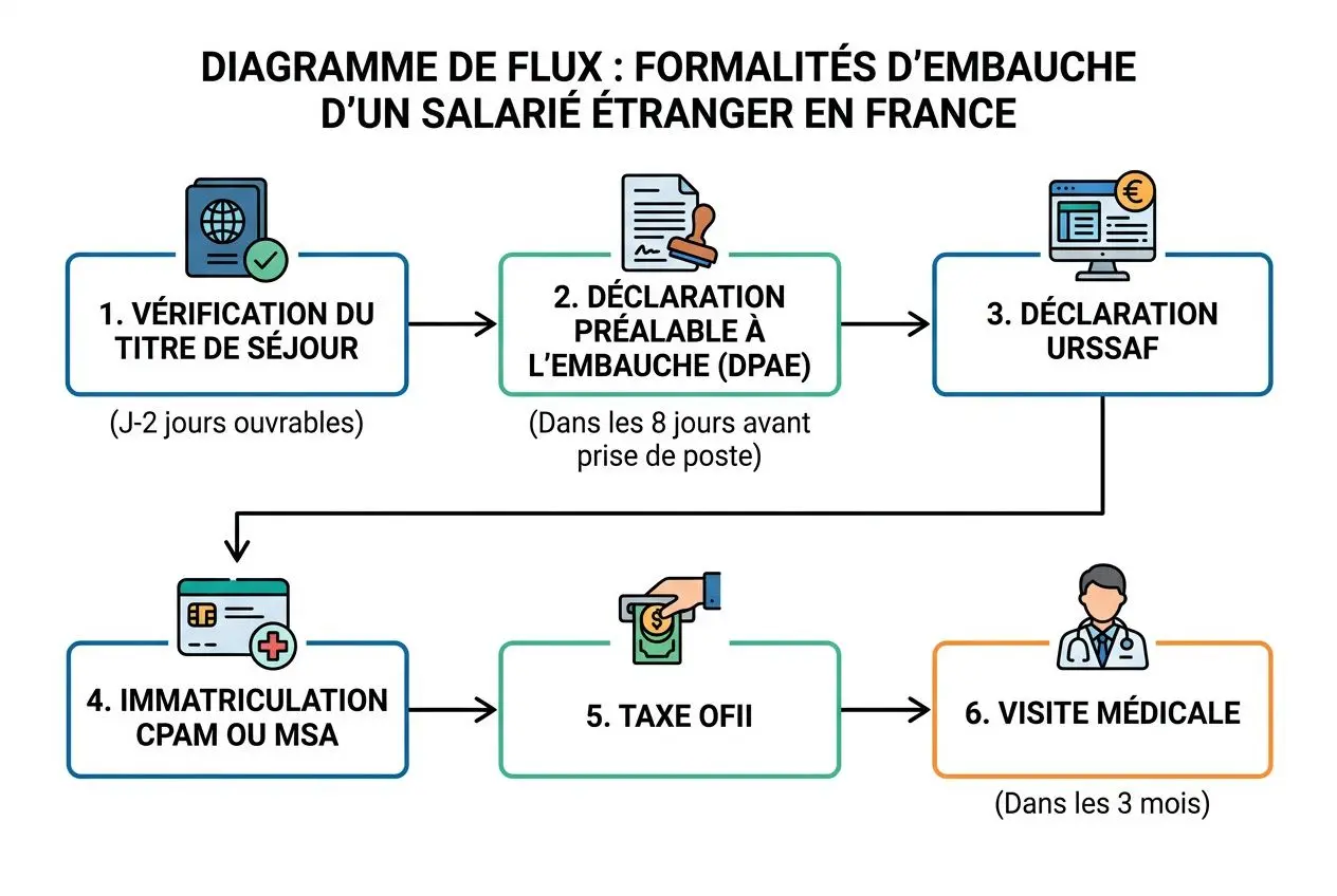 diagramme-flux-demarches-embaucher-salarie-etranger-france Comment embaucher un salarié étranger : démarches et obligations