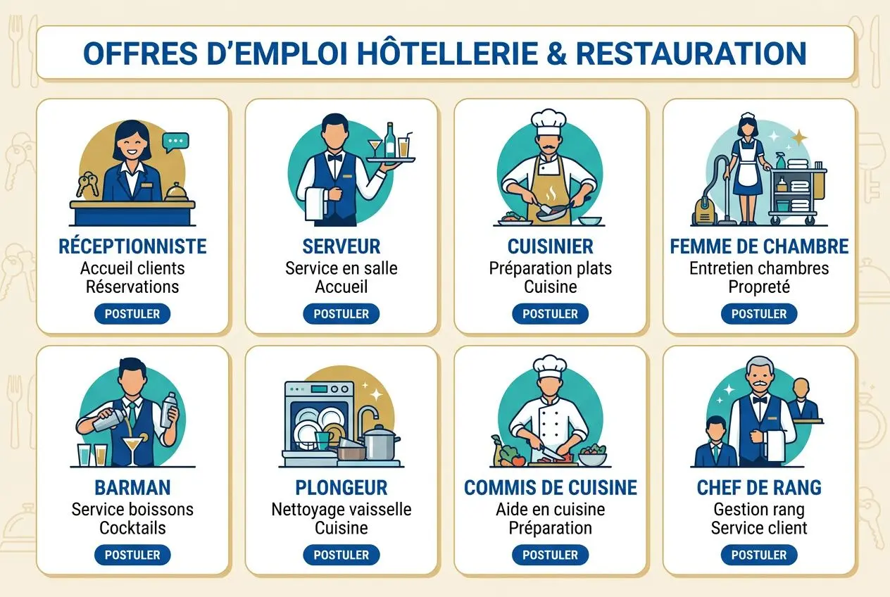 offres-demploi-hotellerie-restauration-affiches-illustrant Personnel intérim hôtellerie restauration : agence d'intérim