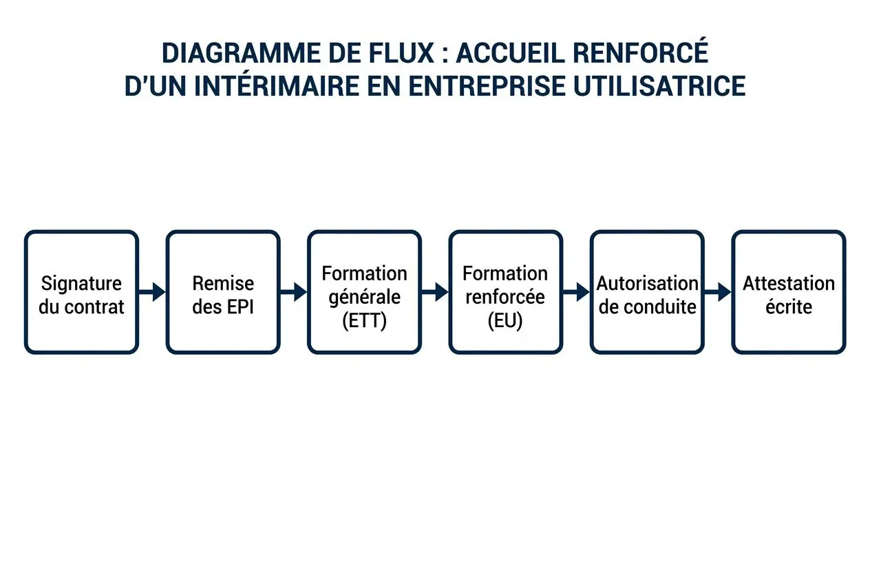 diagramme-flux-montrant-laccueil-renforce-dun-interimaire Formation renforcée à la sécurité intérimaire : définition et obligations