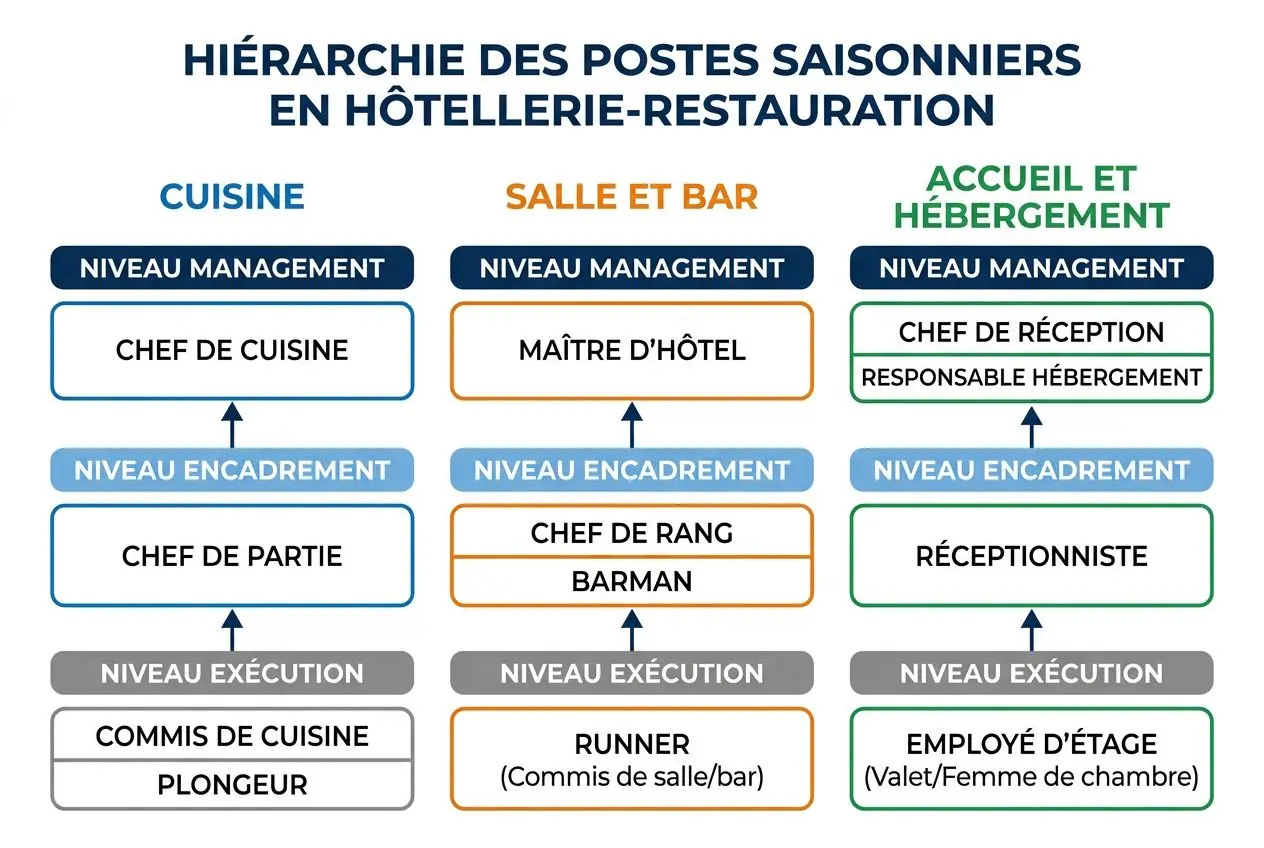 hierarchie-postes-saisonniers-hotellerie-restauration Emploi saisonnier hôtellerie restauration : offres à pourvoir