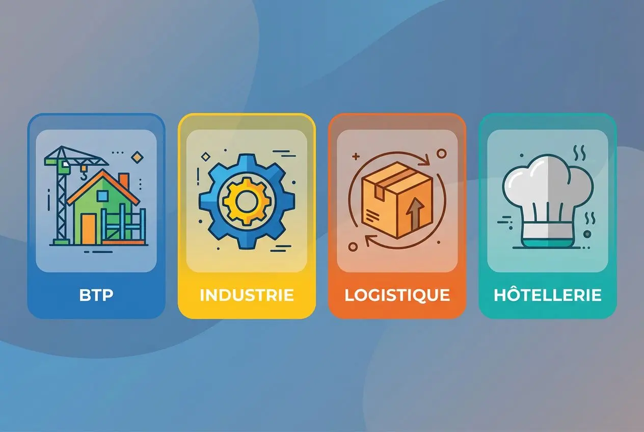 quatre-icones-illustrant-secteurs-btp-grue-maison-industrie Agence intérim main-d'œuvre qualifiée | Trouvez vos intérimaires