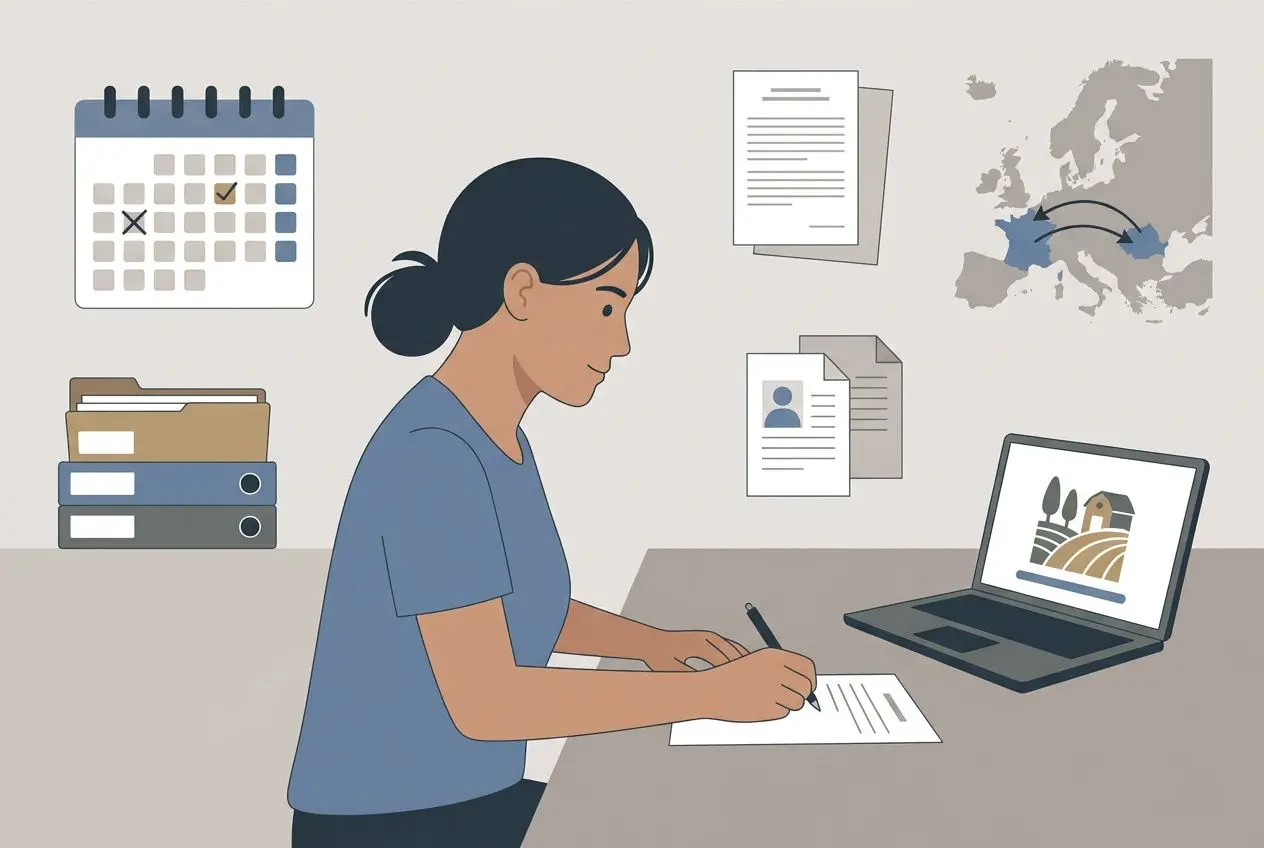 assistante-feminine-bureau-ecrivant-document-ordinateur Travail saisonnier en France pour un ouvrier roumain : guide complet