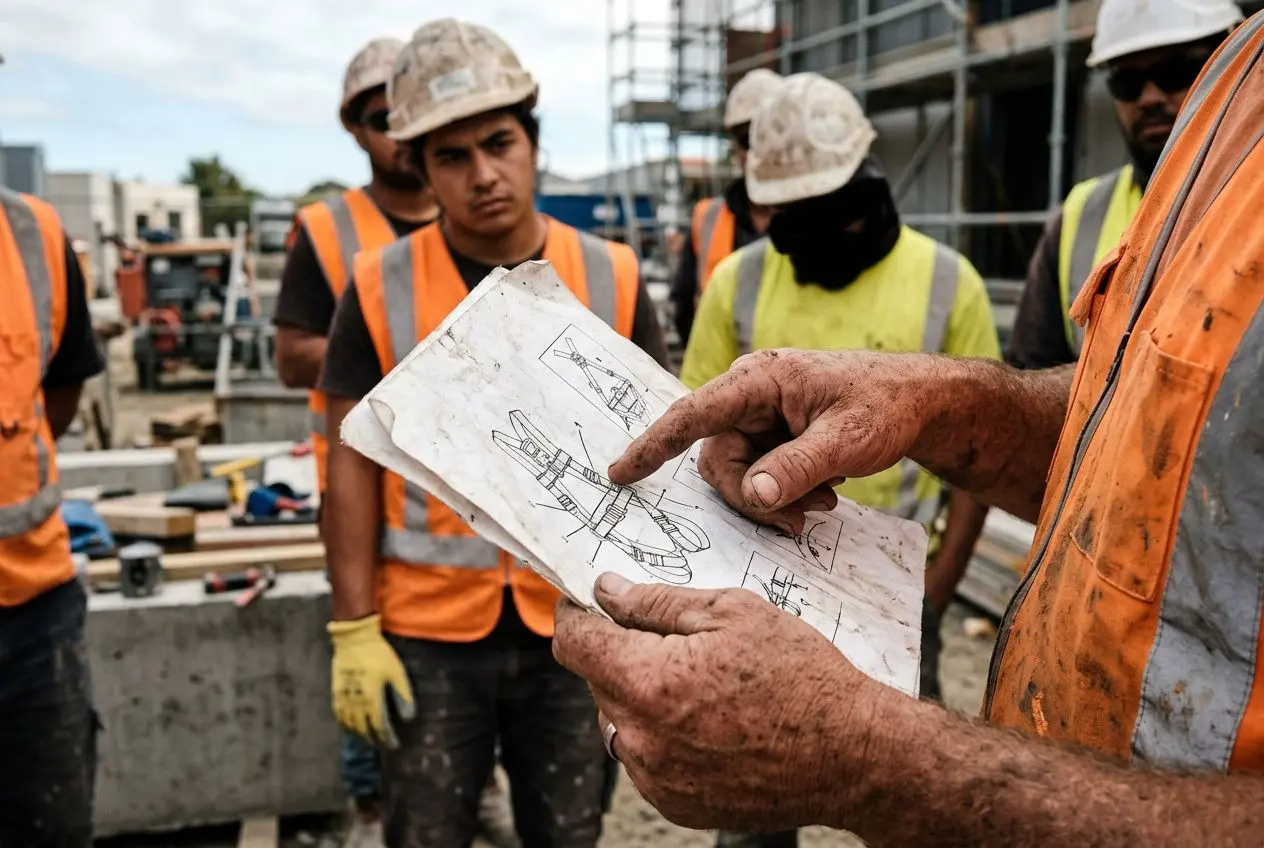 plan-dun-chantier-btp-ouvrier-tient-plans-dessines-entoure Intérim BTP : trouvez votre mission en bâtiment et emploi qualifié