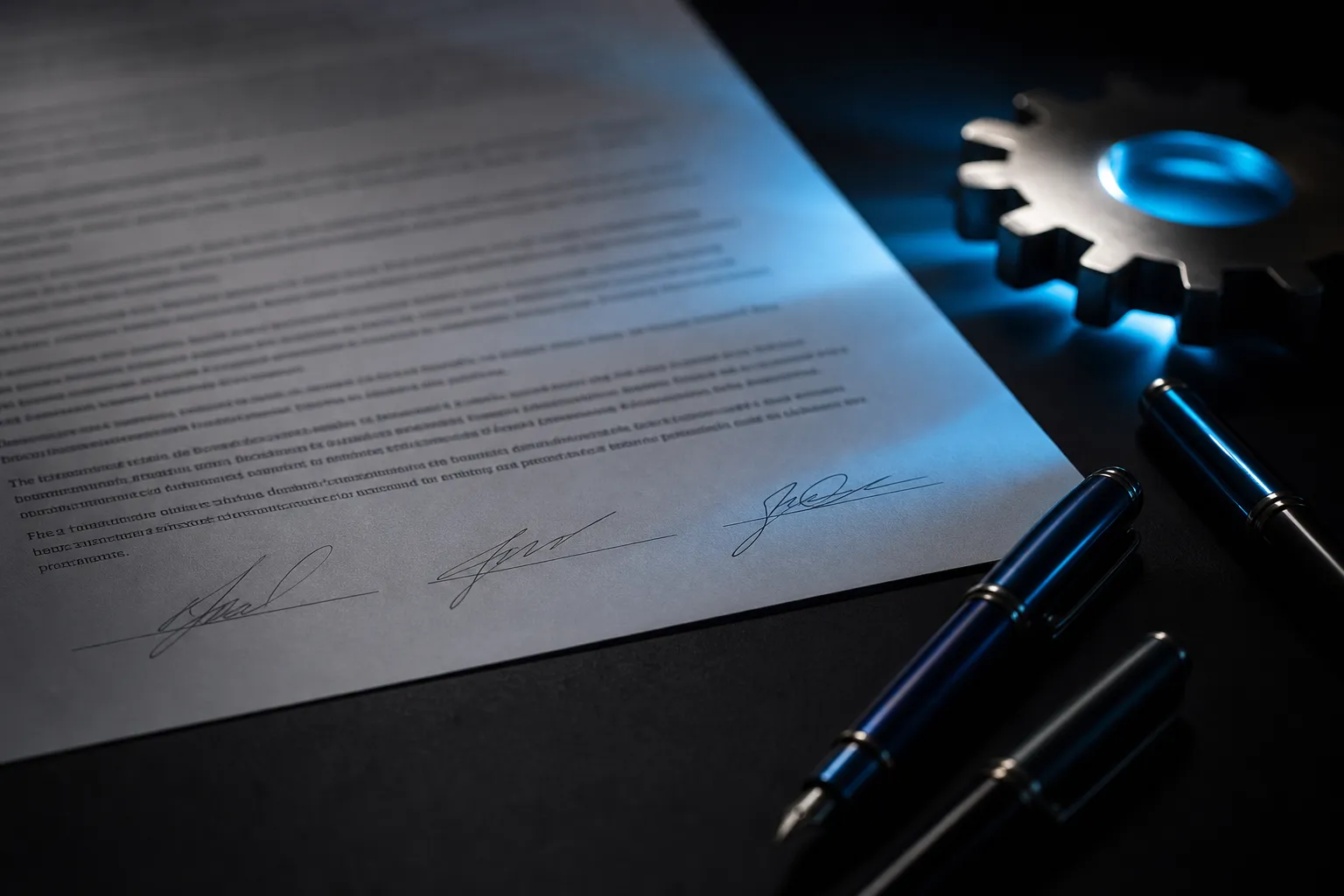 contrat-travail-pose-signatures-visibles-stylo-sous-lumiere Contrat de travail temporaire : exemple et mentions obligatoires