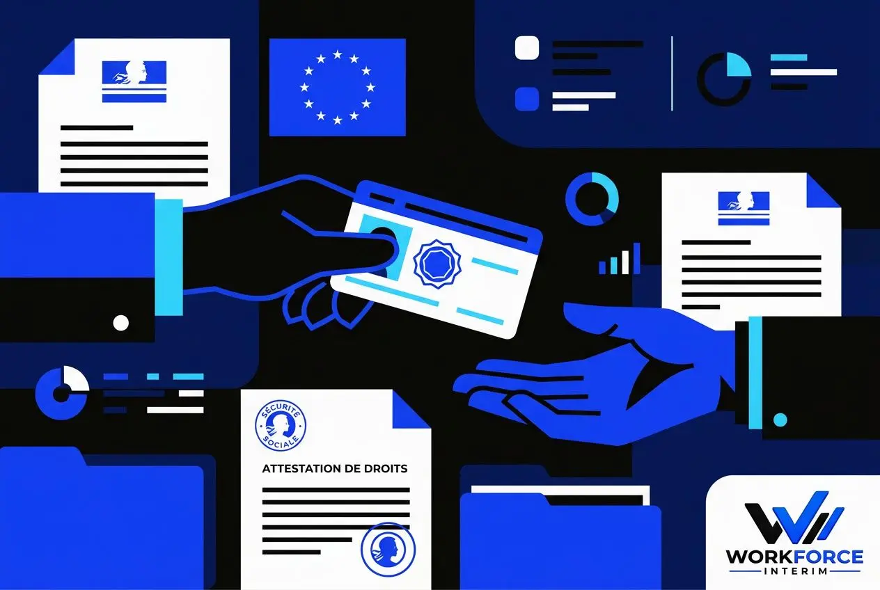 deux-mains-echangeant-carte-didentite-badge-entourees Un travailleur bulgare peut travailler en france : guide complet