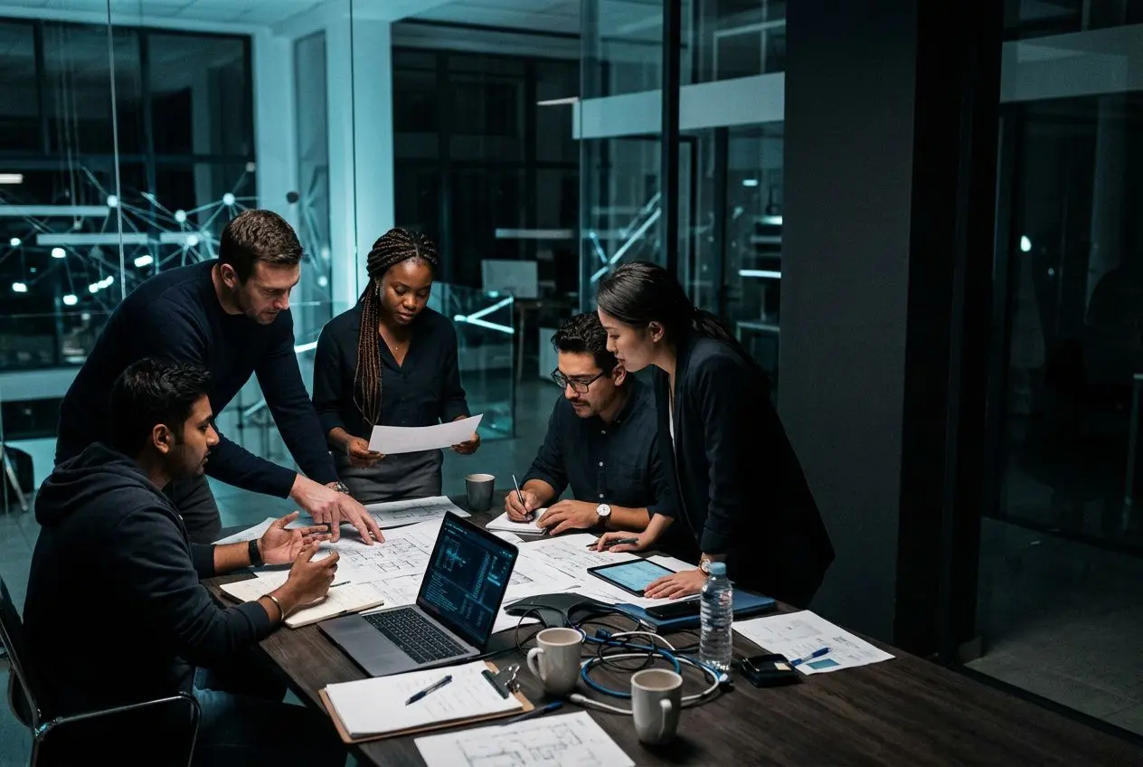 groupe-professionnels-autour-dune-table-train-discuter Conseils de gestion pour vos équipes multinationales