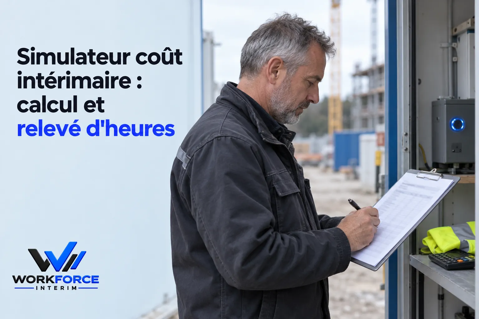 homme-mariant-registre-carnet-releve-dheures-devant-poste Simulateur coût intérimaire : calcul et relevé d'heures