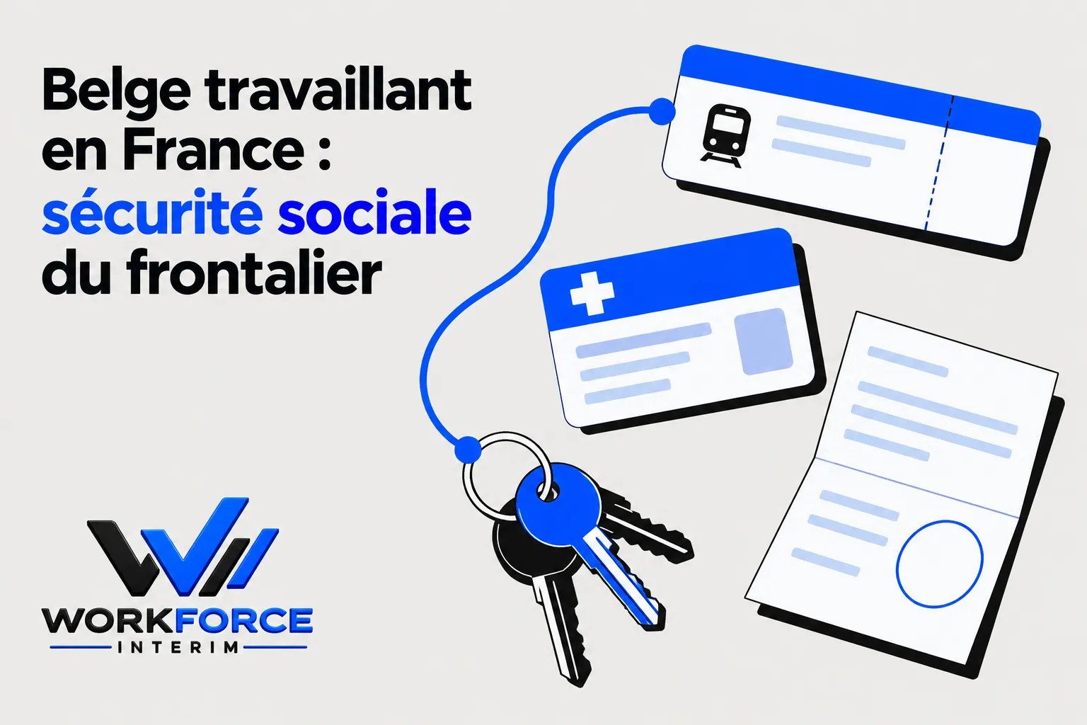 Clés et cartes de transport posés sur fond clair avec des documents administratifs.