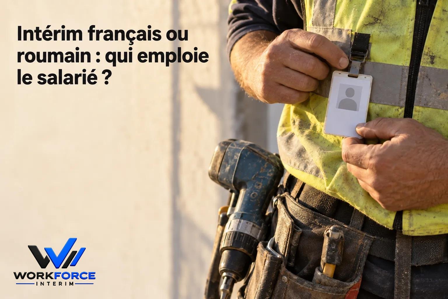id-badge-demploye-outils-travail-ventre-dun-ouvrier-portant Les Roumains peuvent travailler en France : quelles règles ?